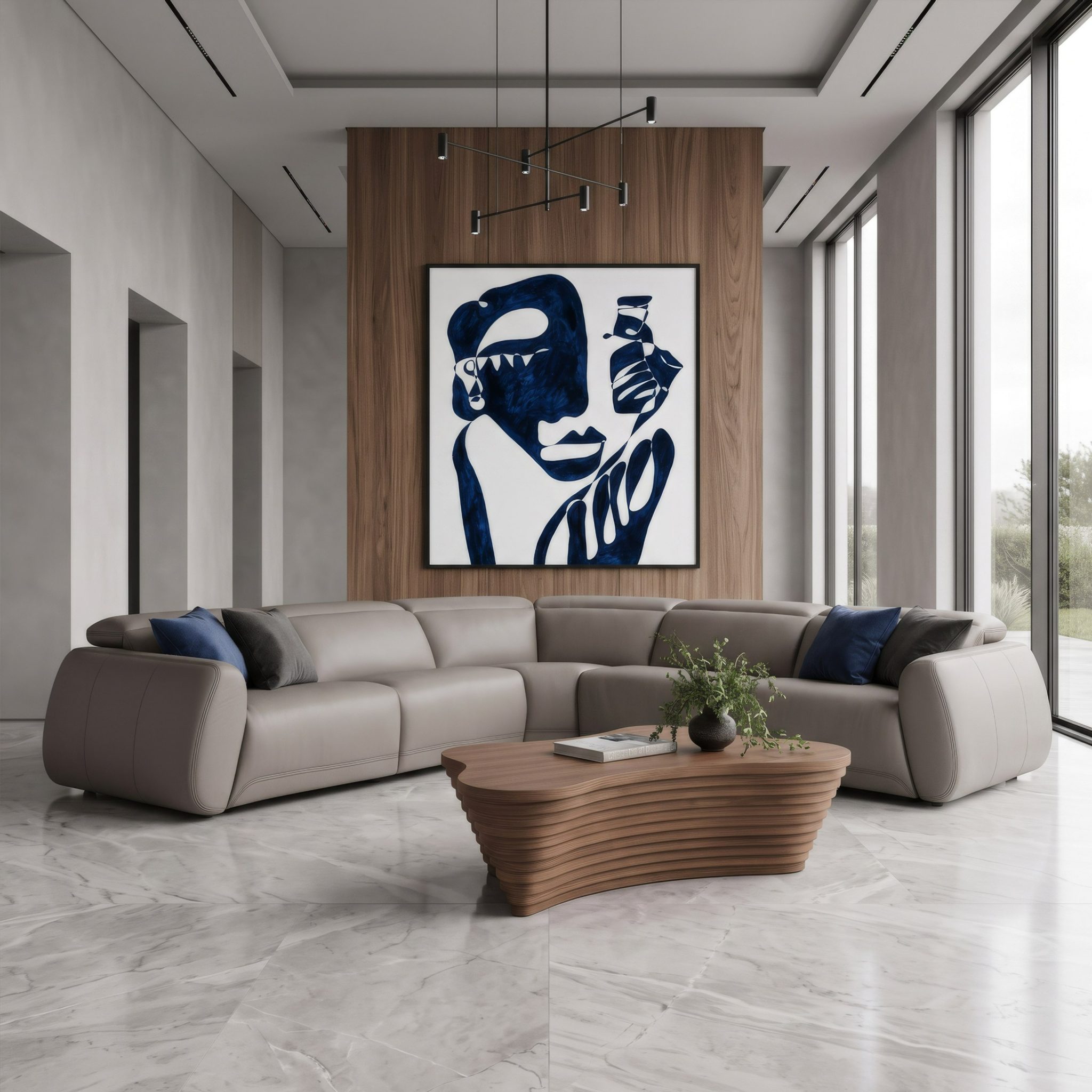 Skye Modern Grey Leather Power Reclining Sectional Sofa