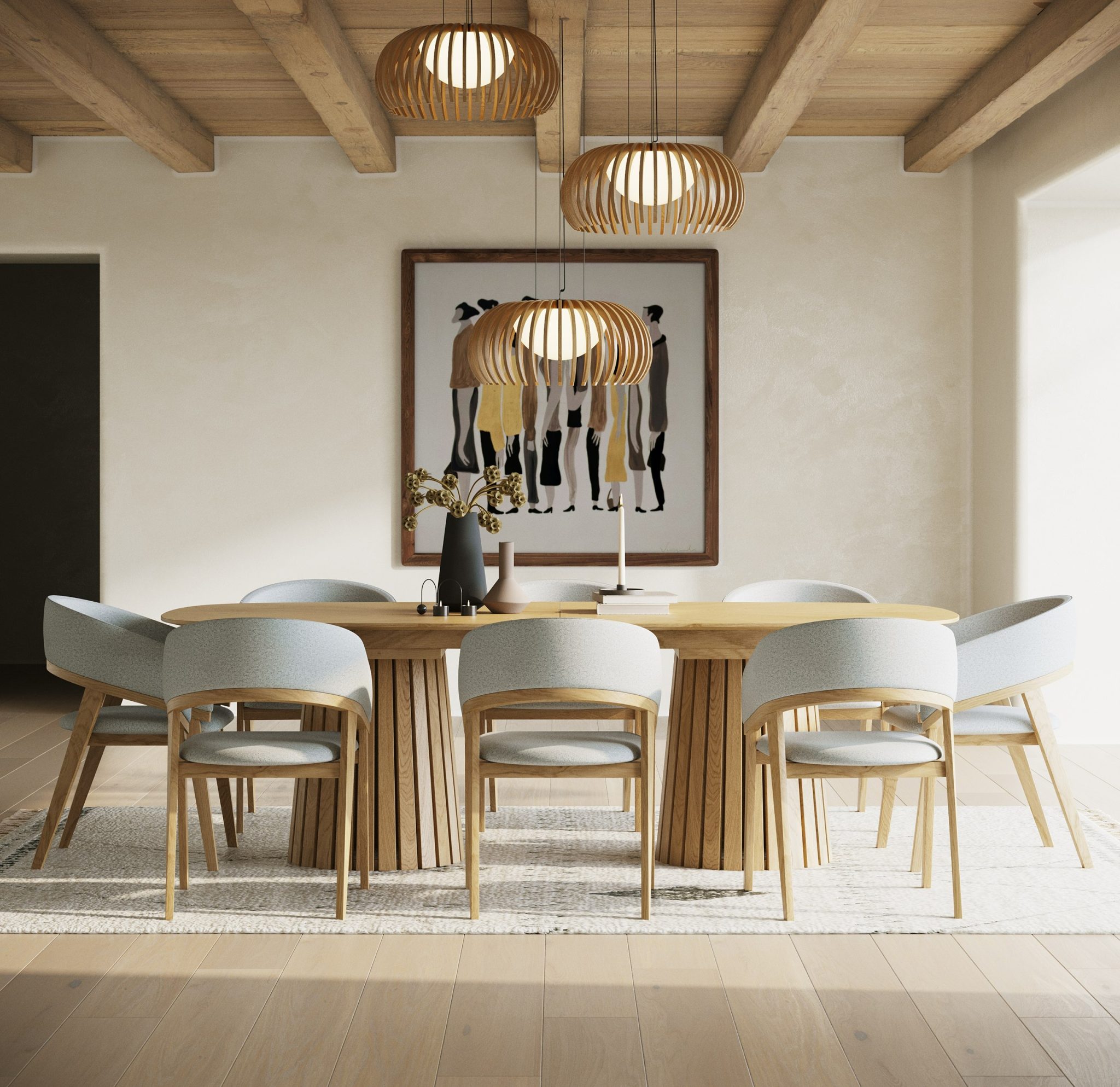 Truman Extendable Natural Oak Dining Set
