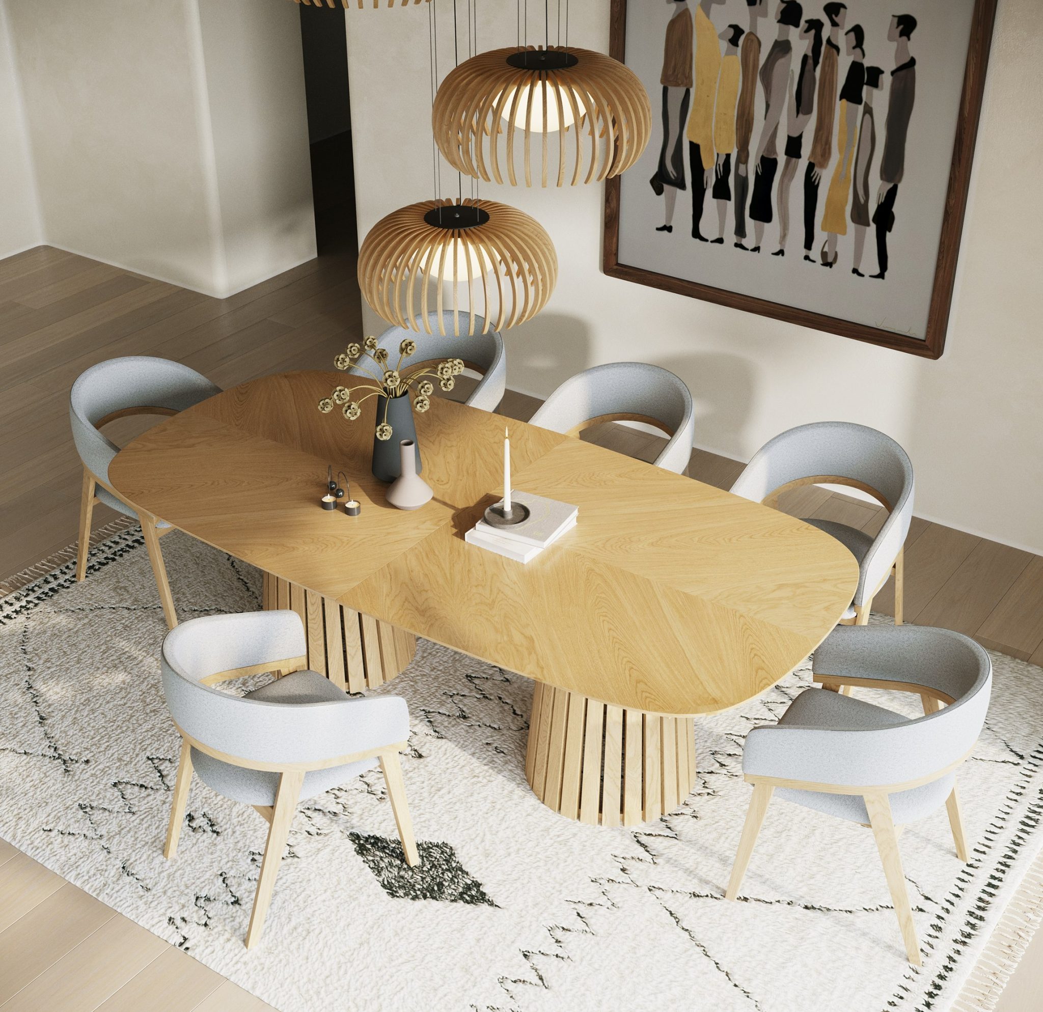 Truman Extendable Natural Oak Dining Set - Image 2