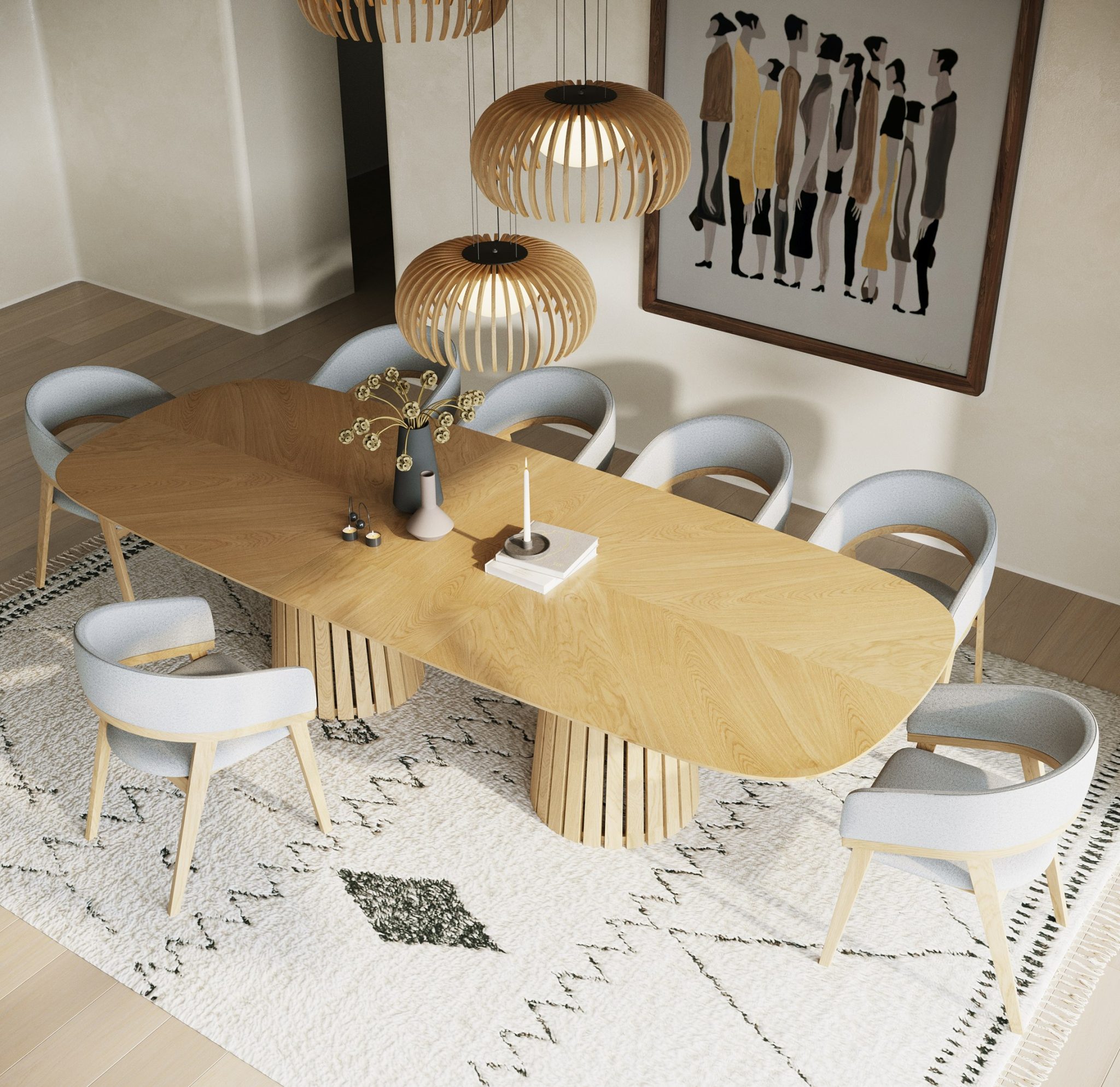 Truman Extendable Natural Oak Dining Set - Image 3
